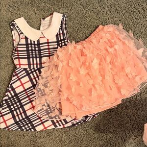 Plaid Dress and Pink Tulle Skirt Set